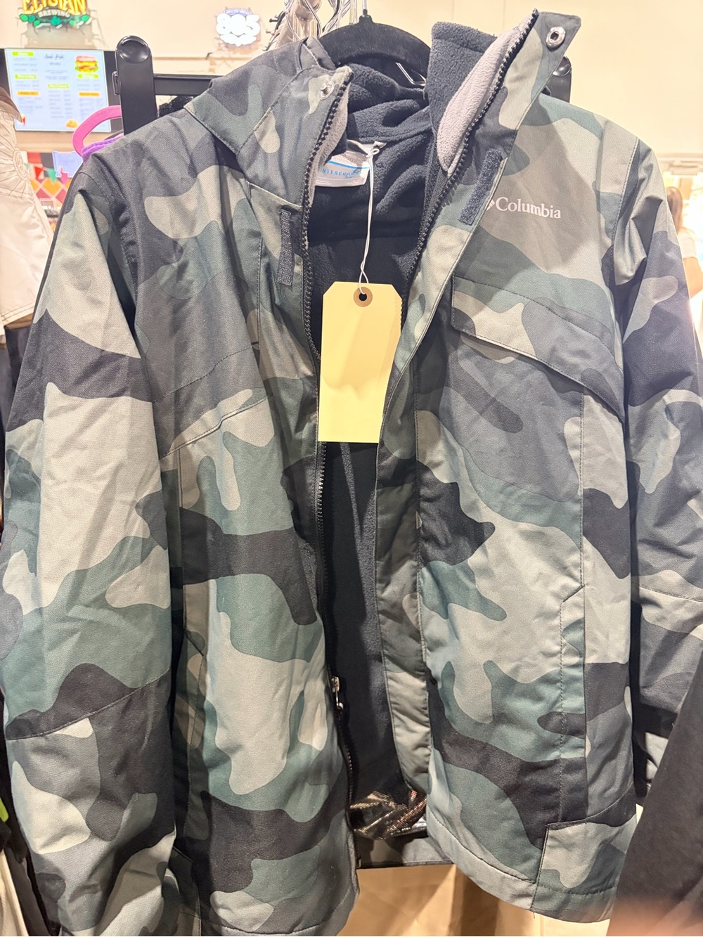 Columbia Boys Interchange 3-in-1 Camo Jacket Gray Black large XB0084